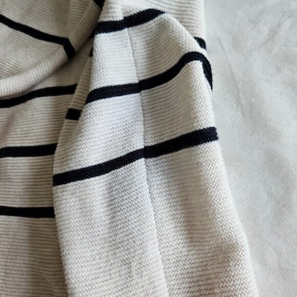 M&S Collection Sweater Womens XXL Beige Striped Reverse Knit LS Drawstings Boho - Picture 13 of 15